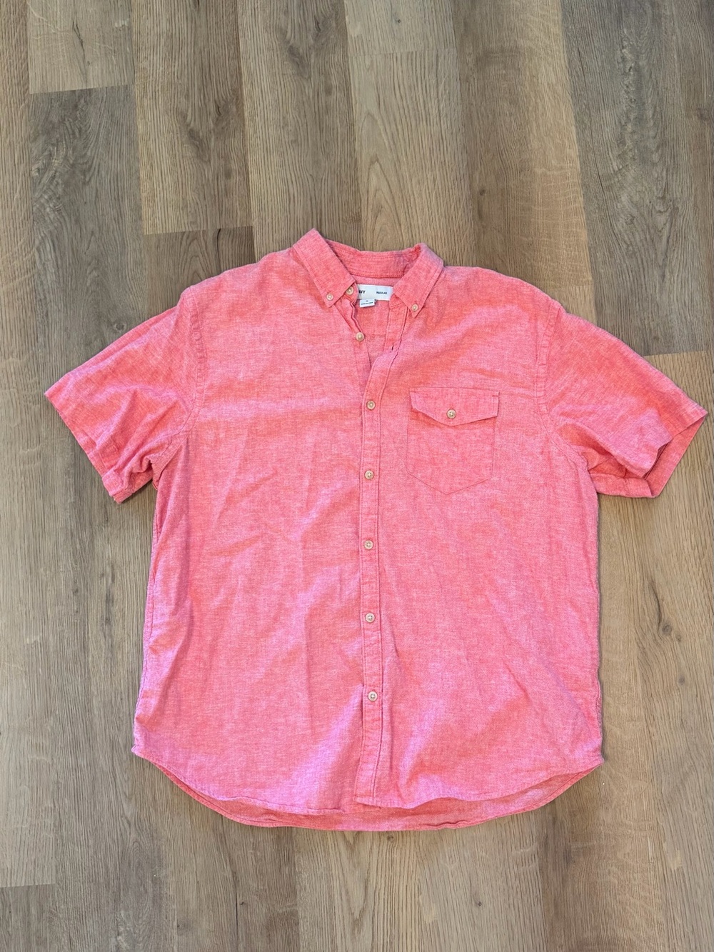 Old Navy Linen Blend Button Front Shirt Coral Pink XL Casual Summer